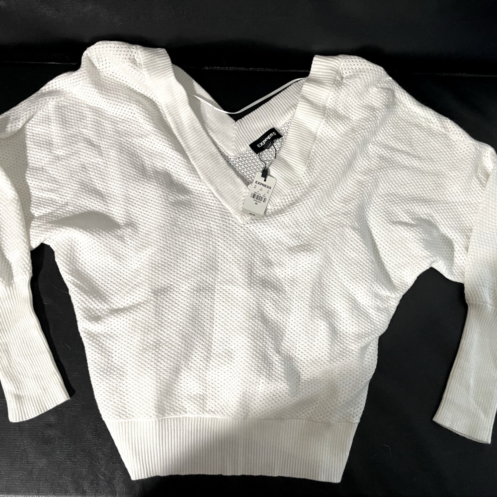 Express NWT Double V Neck Stitched Dolman Sweater